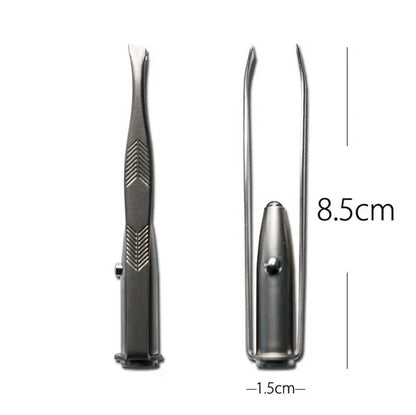 Portable Stainless Steel Eyebrow Tweezer with LED Light – Smart Hair Removal Makeup Tool