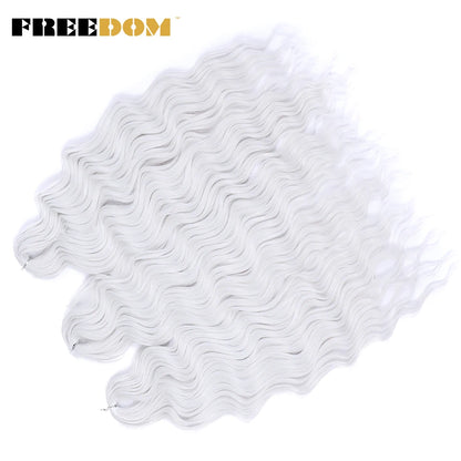 FREEDOM Synthetic Braiding Hair Extensions - 24" Deep Wavy Curly Ombre Rainbow Twist Crochet Hair