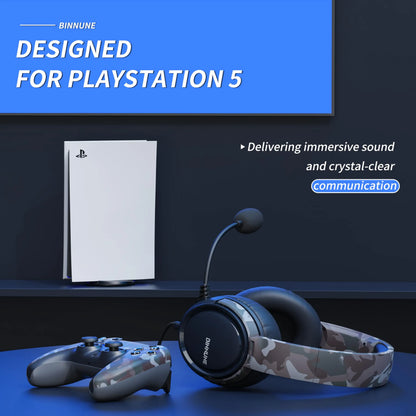 BINNUNE BG02 Gaming Headset with Mic for PS4/PS5/Xbox Series/One, PC, Switch Wired Gaming Headphones