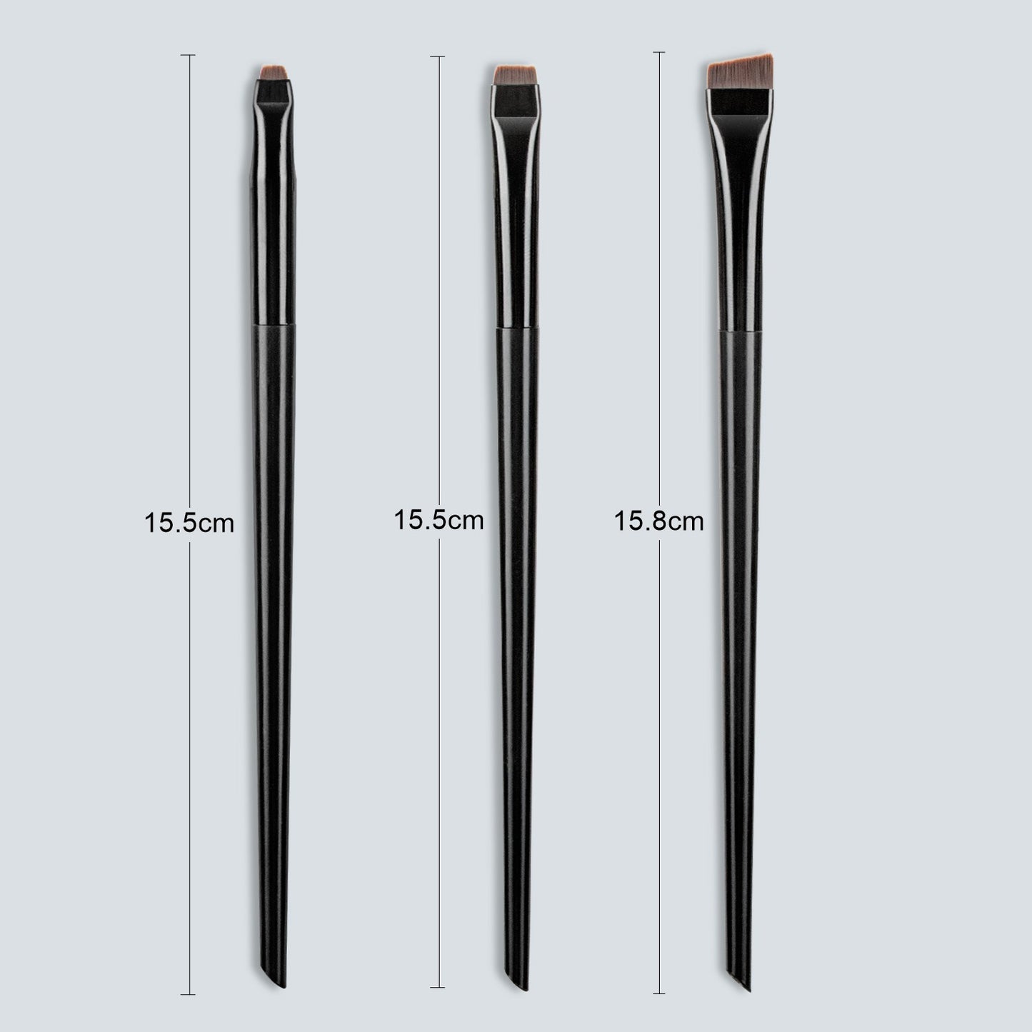 Karsyngirl 3PCS Blade Eyeliner & Eyebrow Brush Set - Portable Fine Tip Makeup Tools
