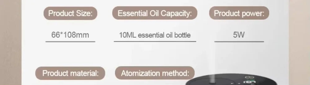 Portable Essential Oil Diffuser, Rechargeable Air Freshener for Home, Office & Car