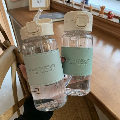 500ml Creative Water Bottle with Straw, Leak-Proof Portable Cup for School Kids