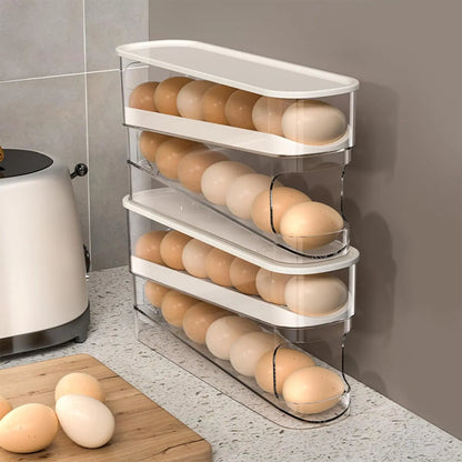 1PCS Automatic Rolling Egg Storage Box, Egg Holder Rack & Organizer for Refrigerator
