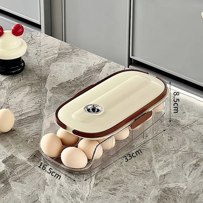 1PCS Automatic Rolling Egg Storage Box, Egg Holder Rack & Organizer for Refrigerator