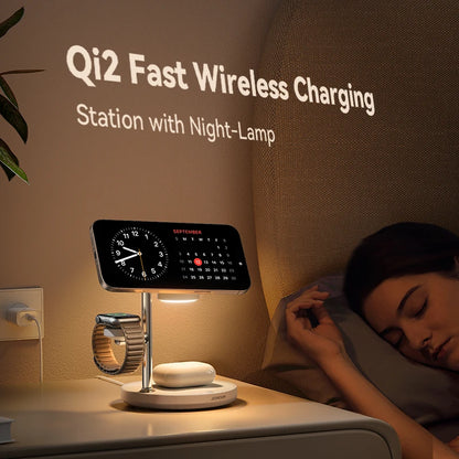 Joyroom 4-in-1 Qi2 Fast Wireless Charger - 15W Magnetic Charging Station for iPhone 12-16, iWatch & AirPods 4/3/2/Pro