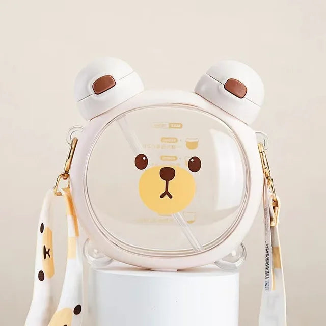 750ml Cute Bear Straw Water Cup Kawaii Plastic Drinking Cup for Kids