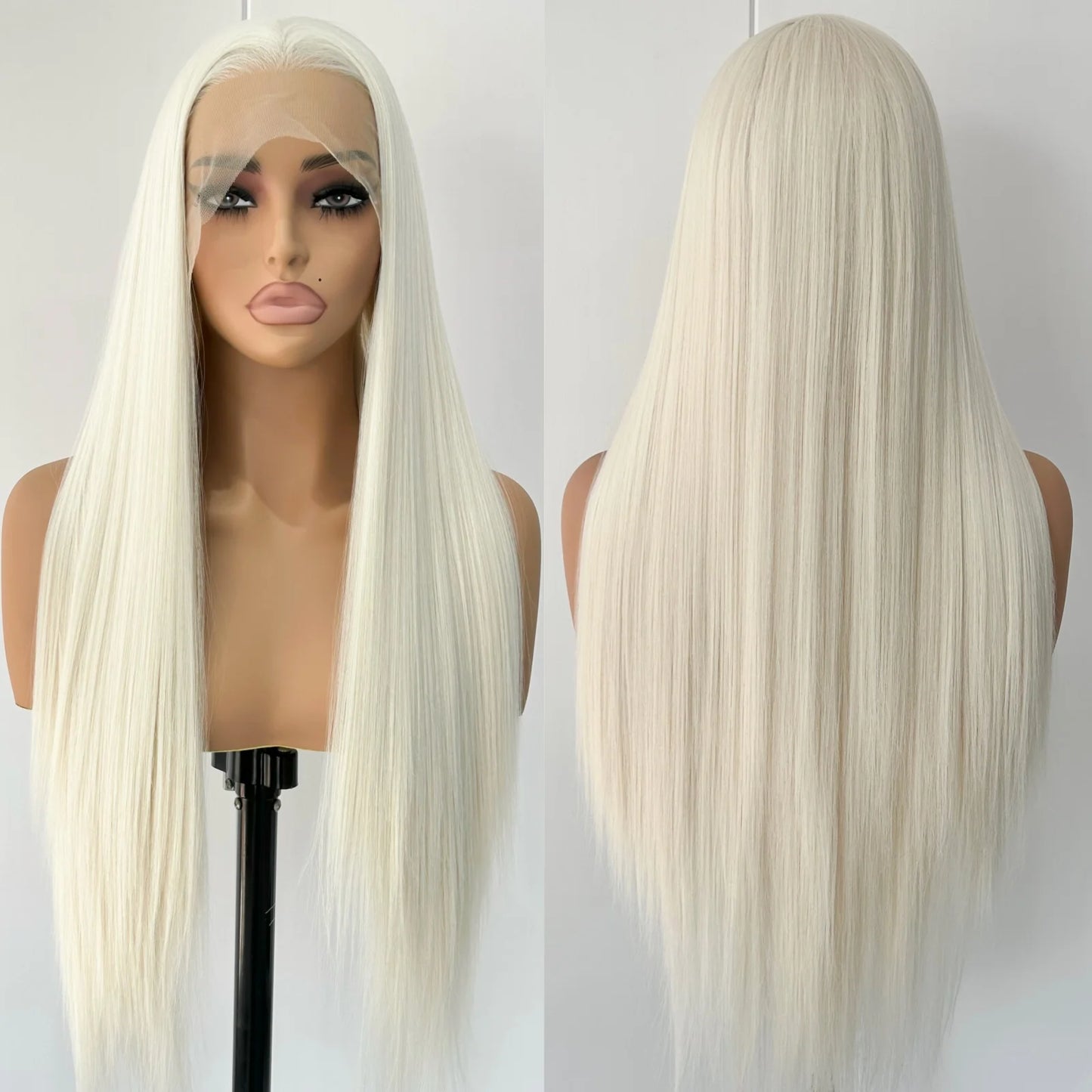Glueless Straight Blonde Lace Front Synthetic Wig for Women