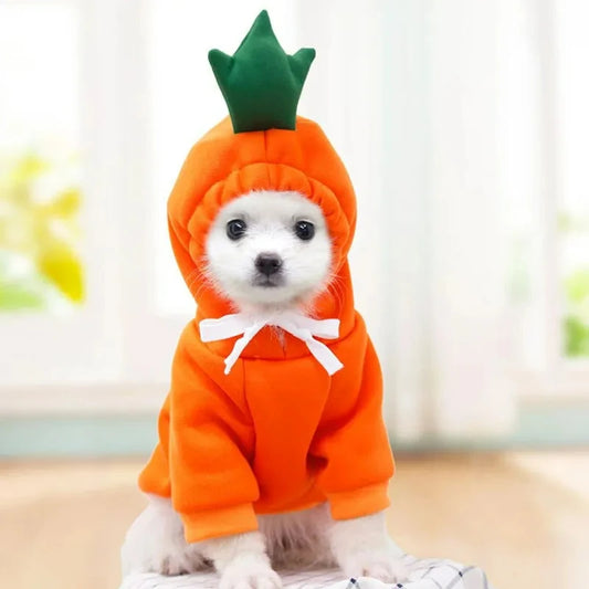 Cute Carrot Shape Dog Hoodie – Warm Fleece Sweater Coat for Puppies & Small Dogs