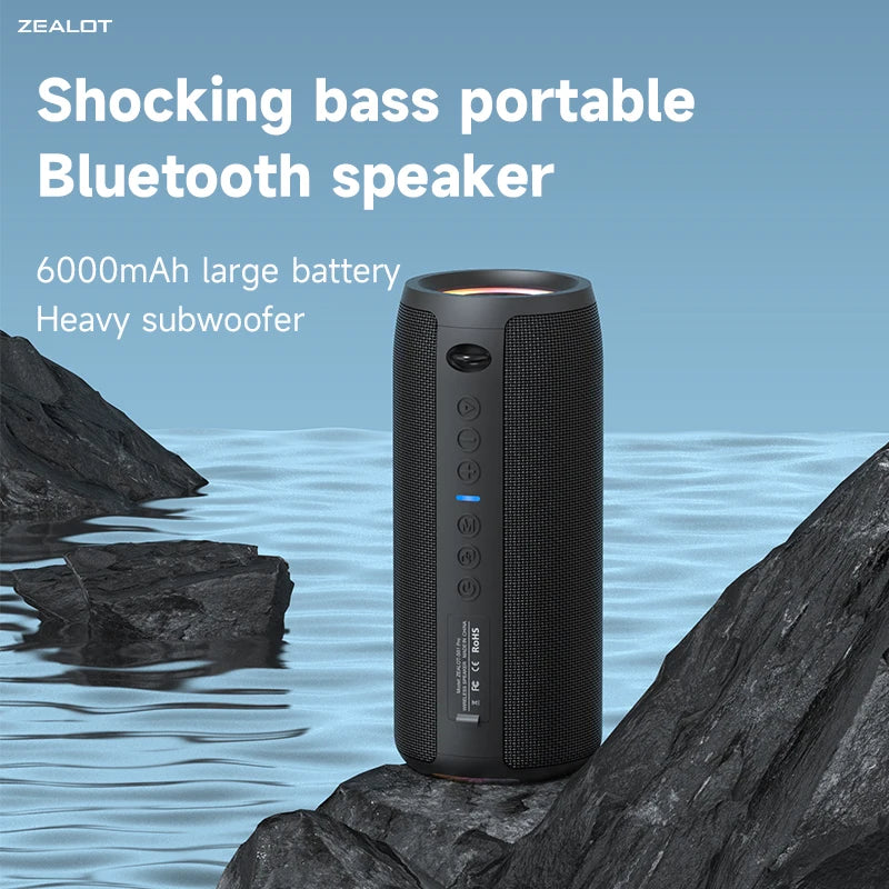 ZEALOT-S51Pro 40W High-Power Bluetooth Speaker, 3D Stereo Bass, Portable, IPX5 Waterproof, TWS Boom Box
