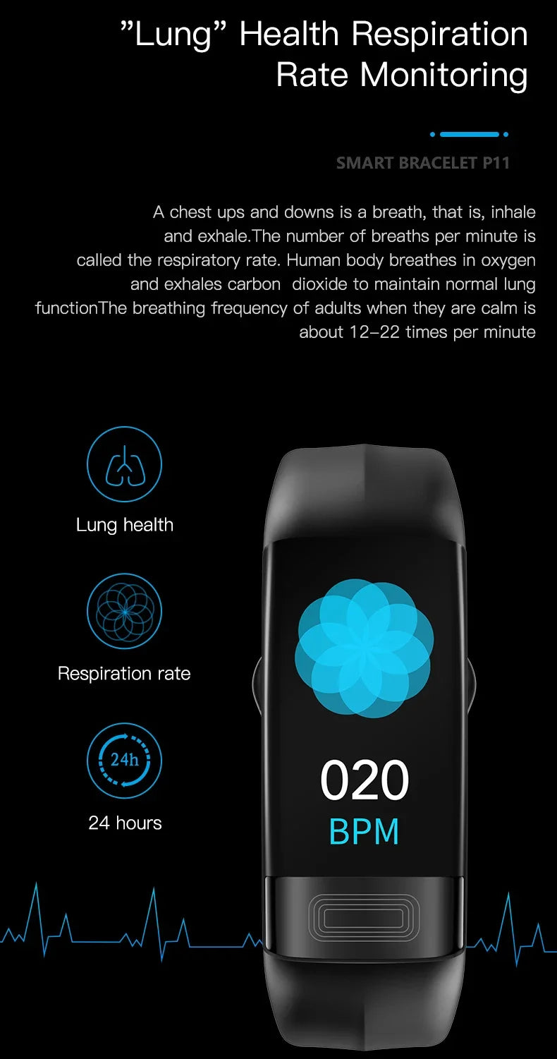 P11 Plus Smart Bracelet, EKG Smartwatch, Waterproof Activity Tracker, Heart Rate Monitor, Fitness Band for Men