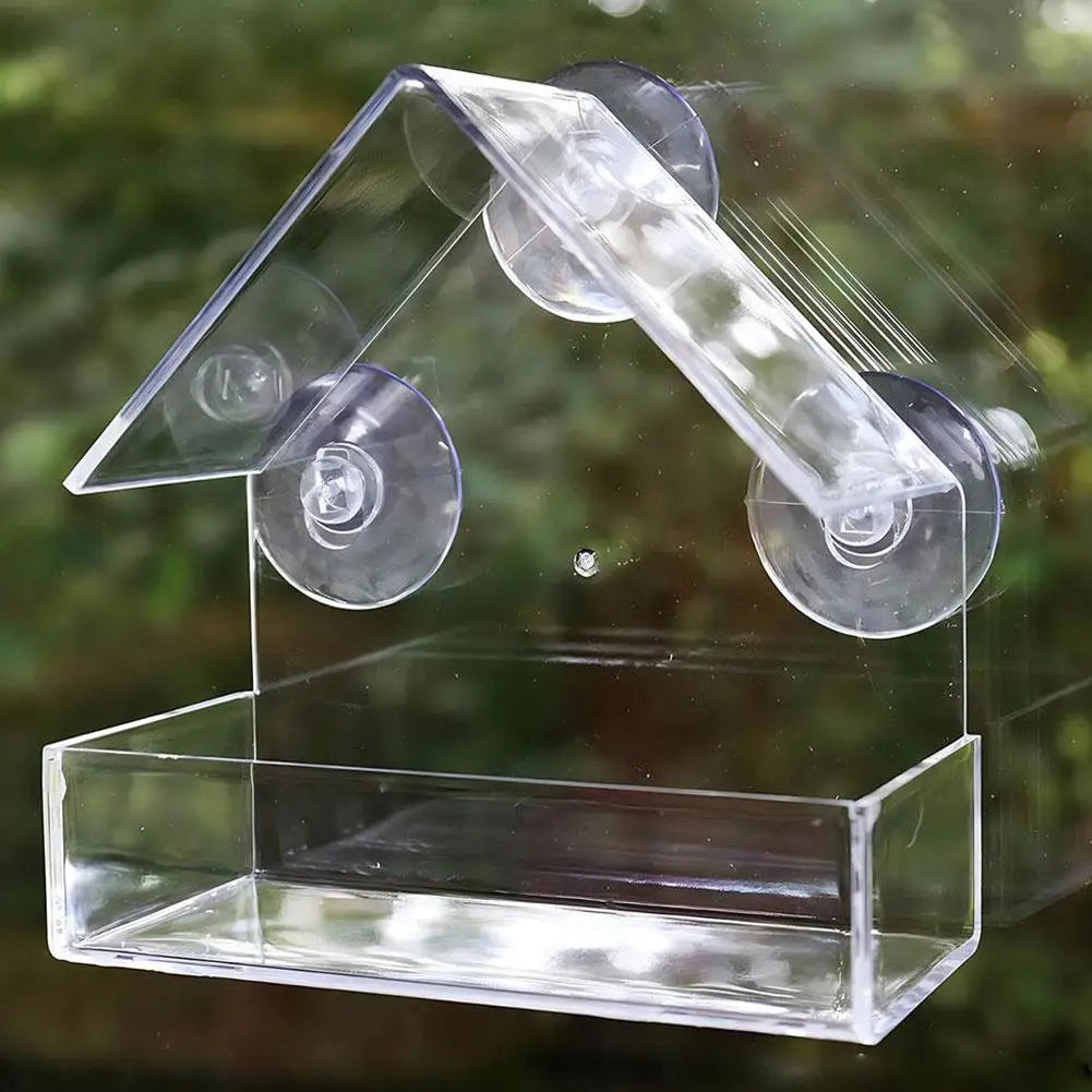 Window Bird Feeder with Reusable Tray & Waterproof Squirrel Food Container