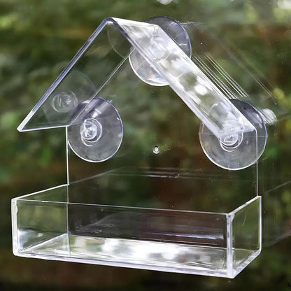 Window Bird Feeder with Reusable Tray & Waterproof Squirrel Food Container