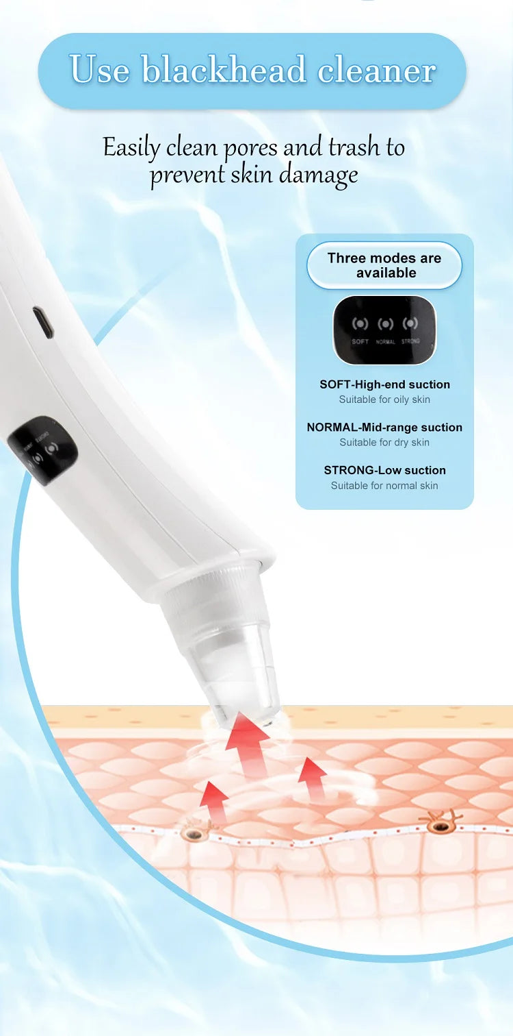 3-Suction Mode Face Cleansing Beauty Machine - Blackhead Removal & Dead Skin Remover Vacuum