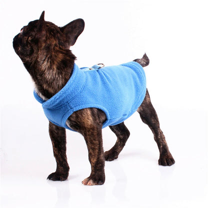 Warm Fleece Dog Jacket with D-Ring – Vest for Small Dogs & Cats, French Bulldog & Chihuahua Coat