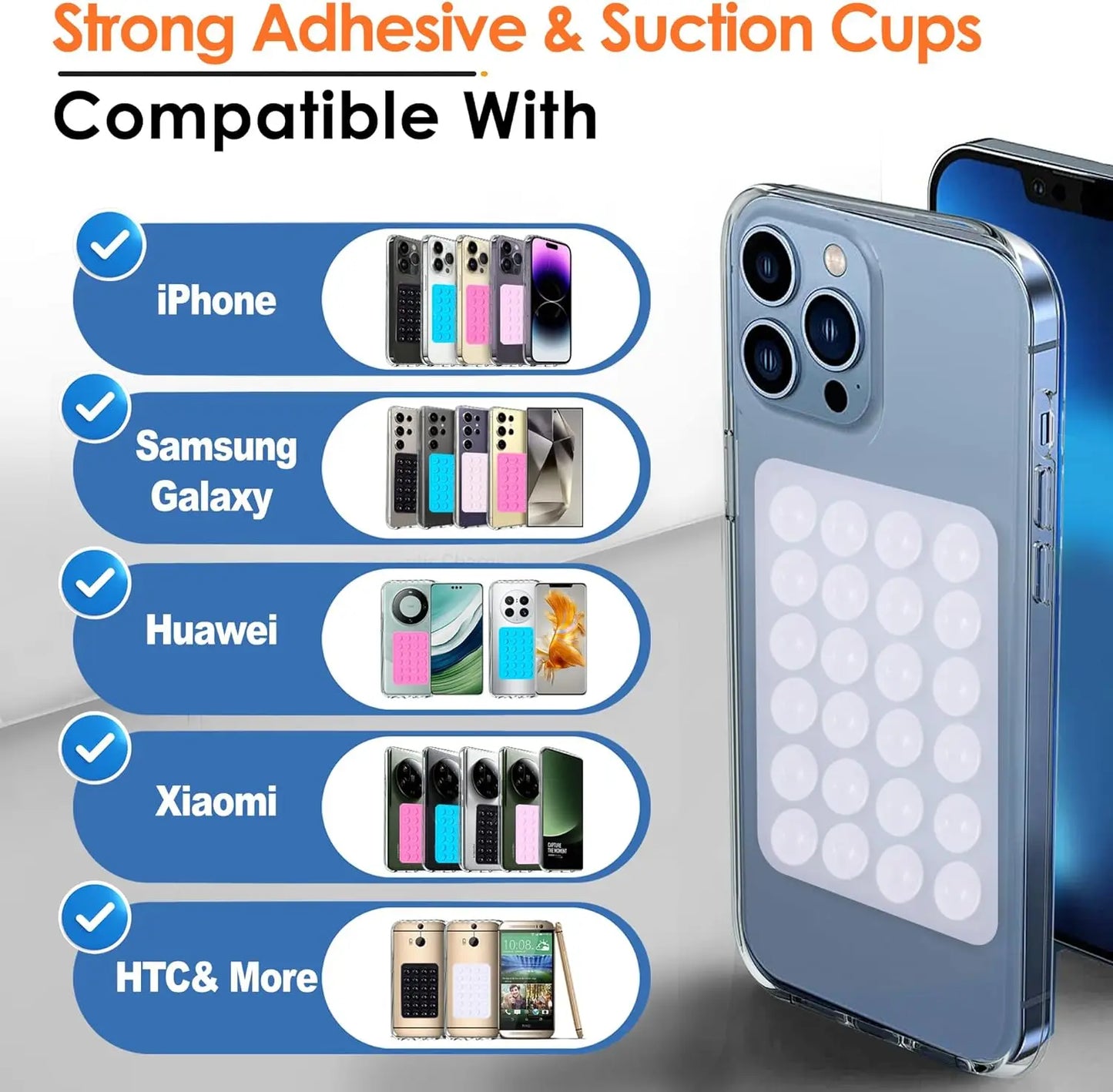 Strong Grip Phone Holder - Adhesive Silicone Suction Mount with Anti-Slip Hands-Free Stand for Cell Phones