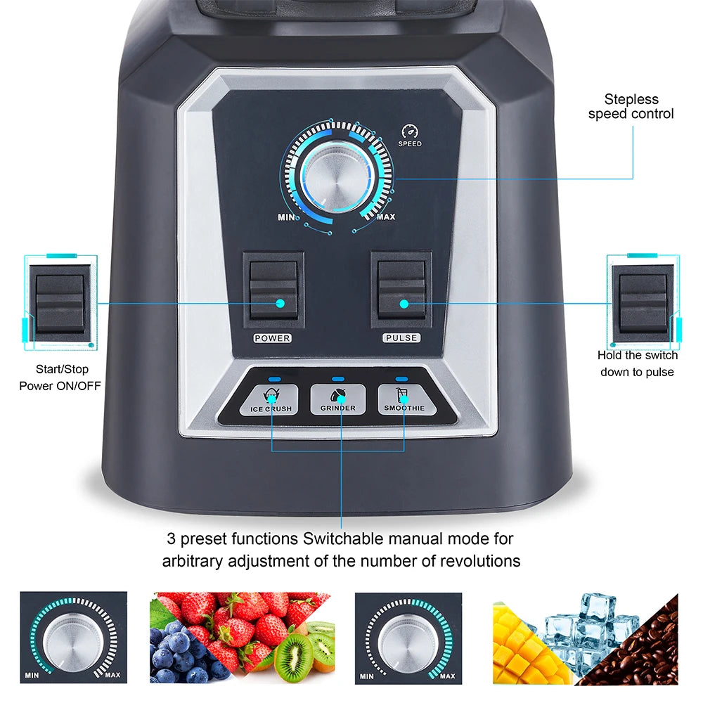 BioloMix Automatic Smoothie Blender 2L, BPA Free, Food Mixer & Ice Crusher
