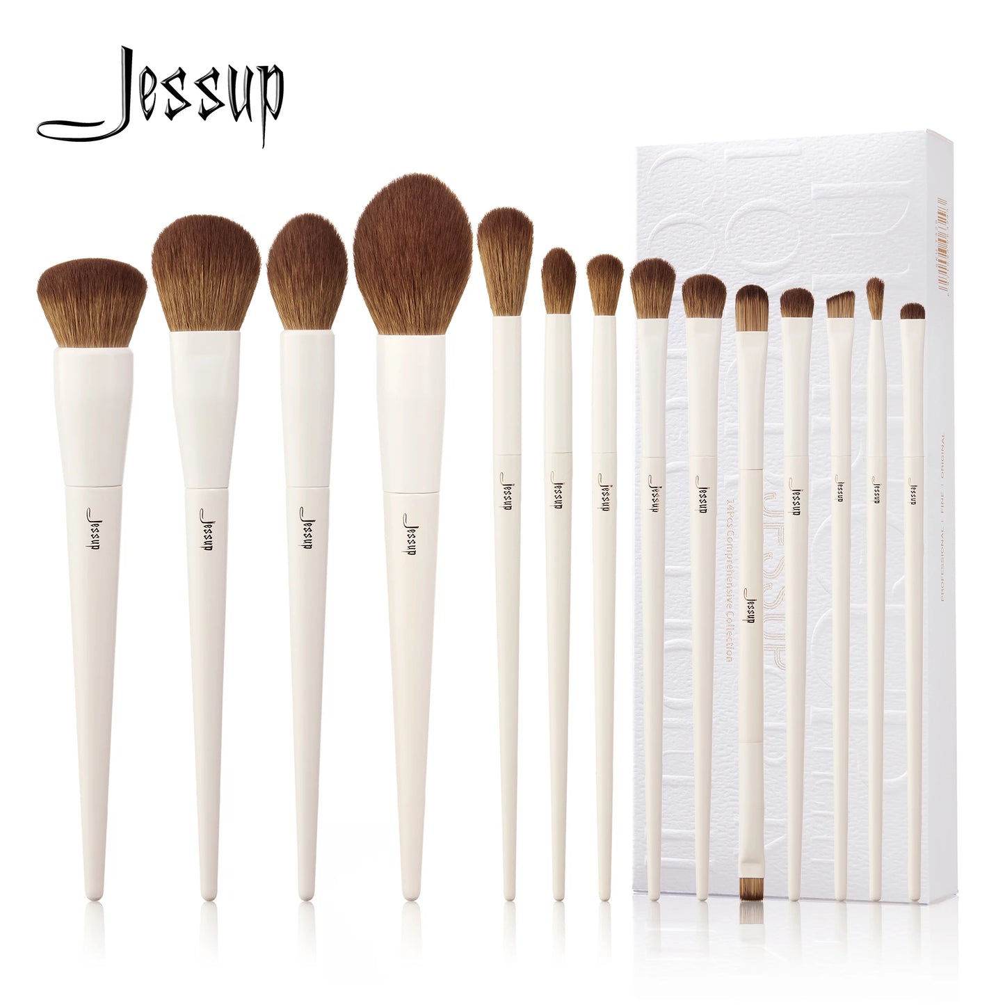 Jessup 14PC Makeup Brush Set - Synthetic Brushes for Foundation, Contour, Eyeshadow & Highlight T329