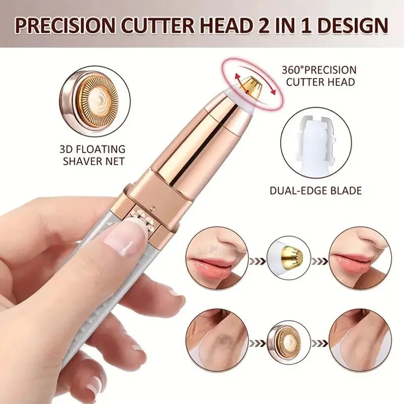 Rechargeable 2-in-1 Eyebrow Razor & Hair Shaver with LED Light for Facial Hair Removal