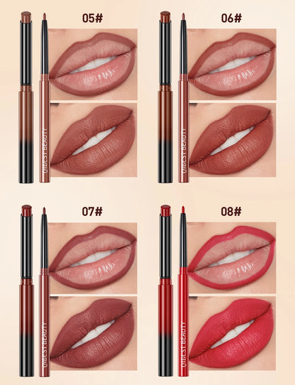 QIBEST 2PC Matte Velvet Lipstick & Lipliner Set - Long Lasting Red Lip Contour Pencil