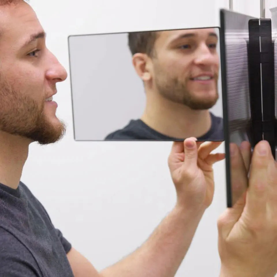 Trifold LED Mirror with Light - Adjustable Height 3-Way Self Haircut & Makeup Mirror