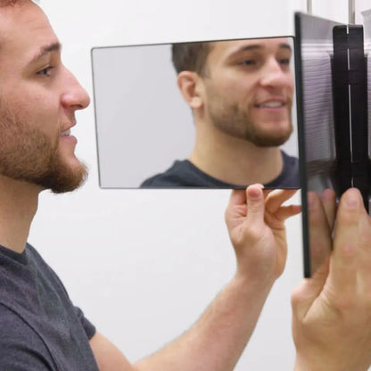 Trifold LED Mirror with Light - Adjustable Height 3-Way Self Haircut & Makeup Mirror