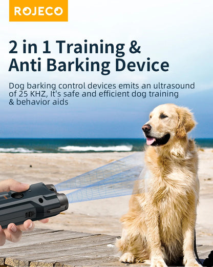2-in-1 Ultrasonic Dog Repeller & Training Device with Flashlight