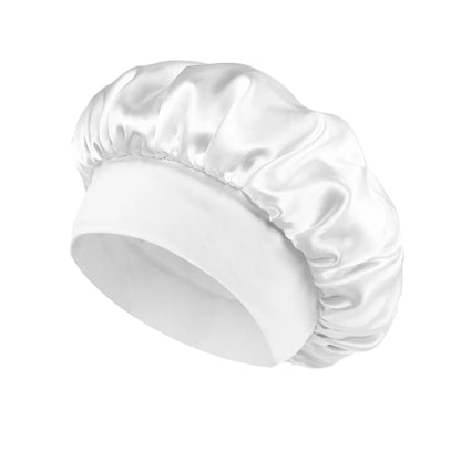 1PC Women's Satin Bonnets - Wide-Brimmed Night Sleeping & Bathing Hat with Elastic Band for Hair Care