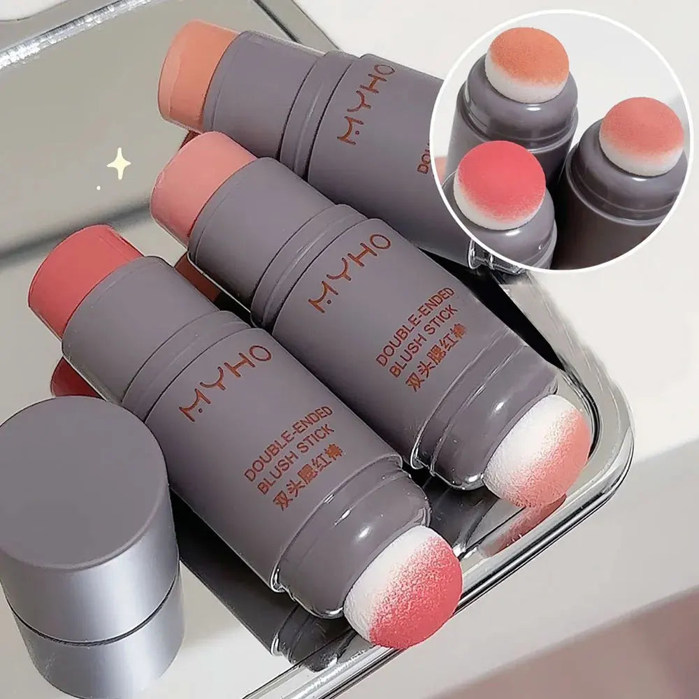 Double-Ended Blush Stick – Natural Long-Lasting Matte Creamy Rouge for Expansive Color
