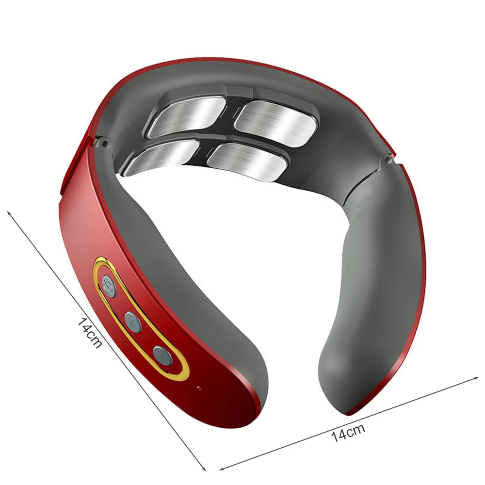 Electric Neck & Shoulder Pulse Massager 4-Head TENS Magnetic Heating for Pain Relief