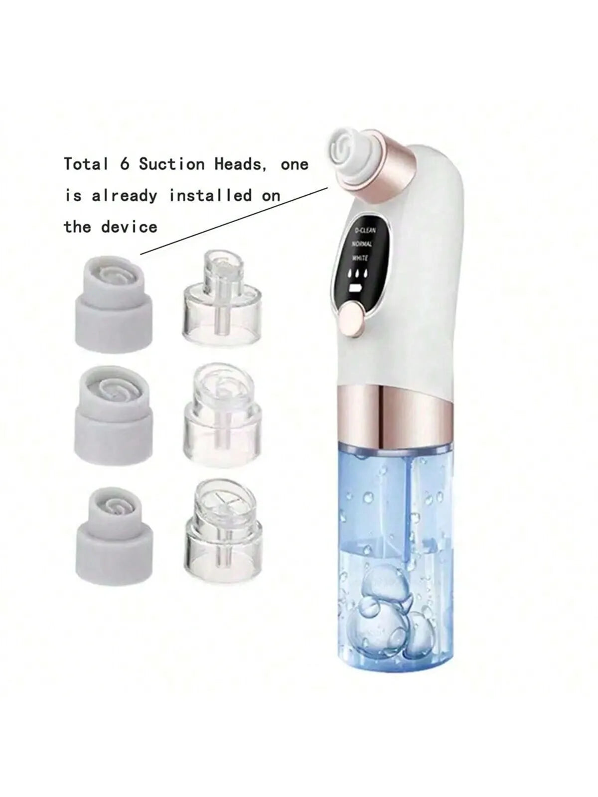 Water Circulation Pore Vacuum Cleaner - Pimple Extractor with 6 Suction Heads & 3 Adjustable Gears