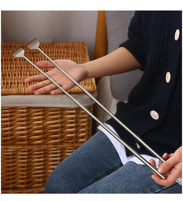 Portable Extendable Back Scratcher Stainless Steel Telescoping Itch Relief Tool