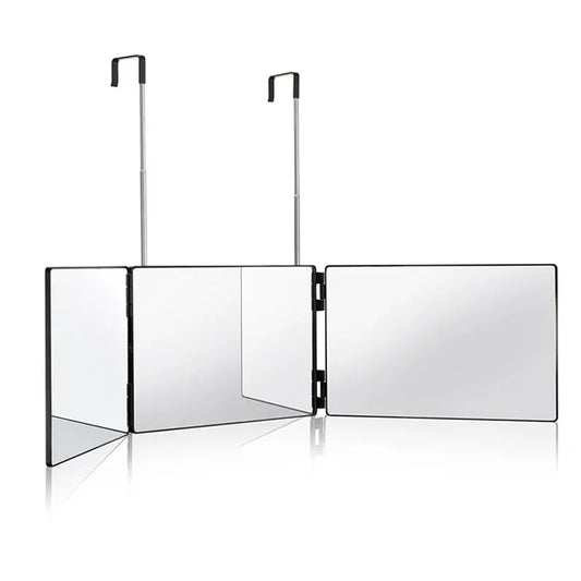 Trifold LED Mirror with Light - Adjustable Height 3-Way Self Haircut & Makeup Mirror