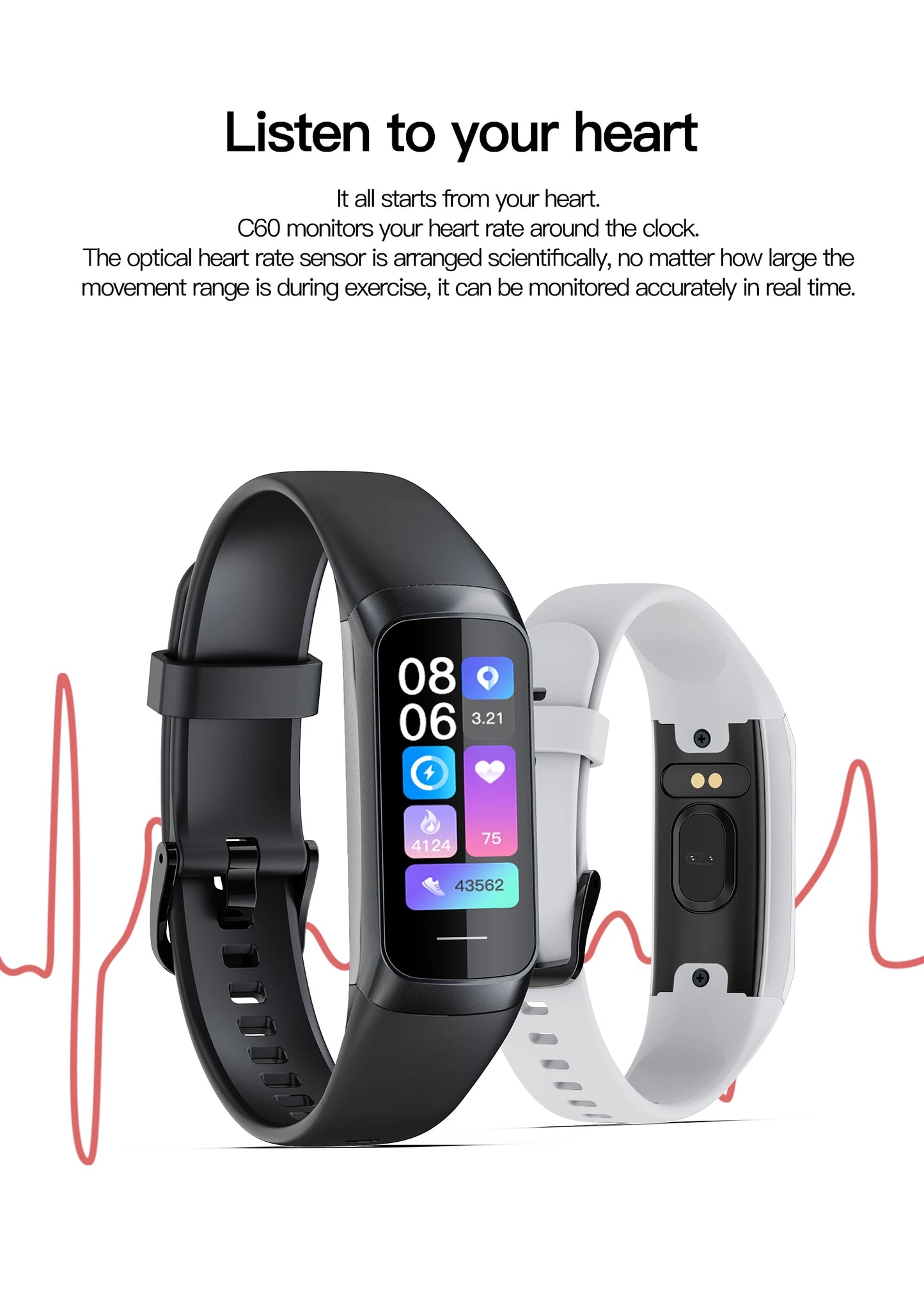 AMOLED Smartwatch with Body Temperature Monitor, Fitness Tracker, 3ATM Waterproof, for Men & Women, Compatible with IOS/Xiaomi