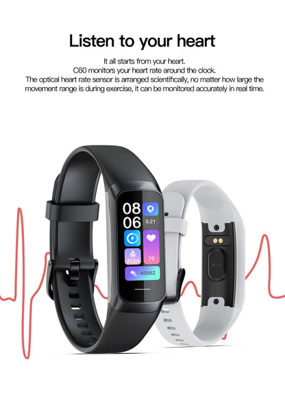 AMOLED Smartwatch with Body Temperature Monitor, Fitness Tracker, 3ATM Waterproof, for Men & Women, Compatible with IOS/Xiaomi