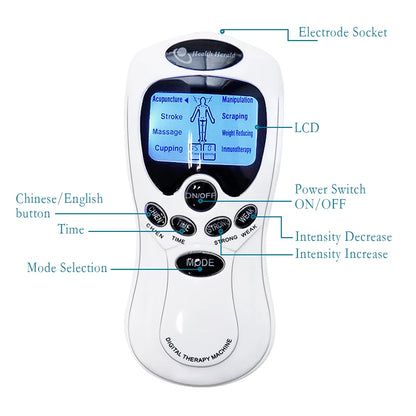 Electric Dual Output TENS Massage Machine - EMS Muscle Stimulator & Full Body Pulse Acupuncture Massager