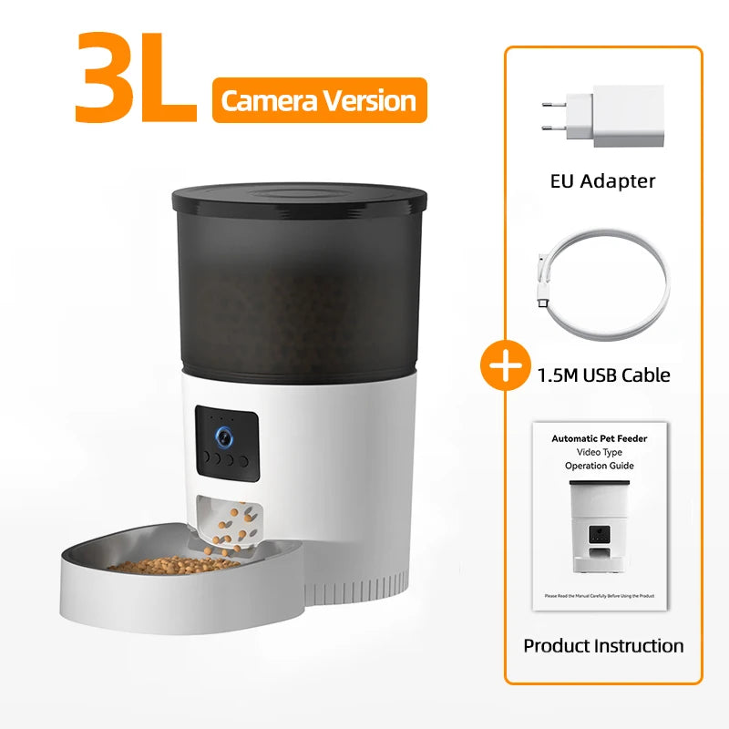 ROJECO Automatic Cat Feeder with Camera & Smart Voice Recorder for Cats & Dogs