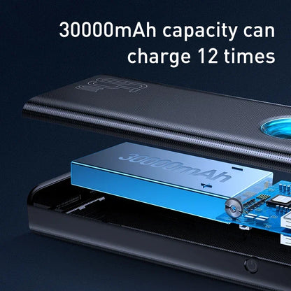 Baseus 65W Power Bank 30000mAh, PD Quick Charge Portable External Charger for Smartphone, Laptop, iPhone, Tablet