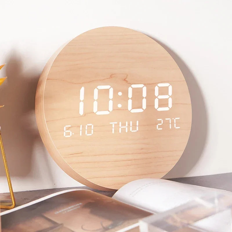 LED Digital Wall Clock - Multi-Function Display with Temperature, Date, and Time for Living Room & Bedroom