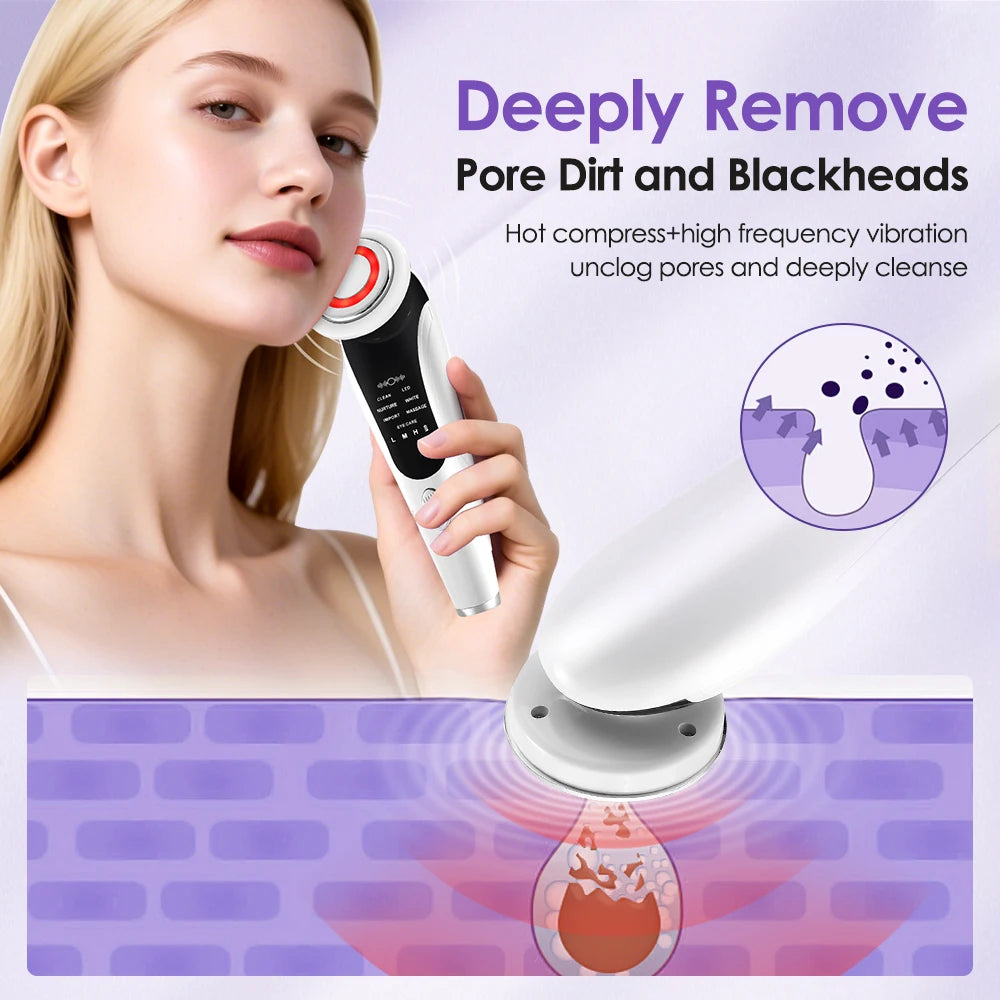 EMS Facial Massager - LED Light Therapy & Sonic Ion Vibration for Skin Tightening & Anti-Wrinkle