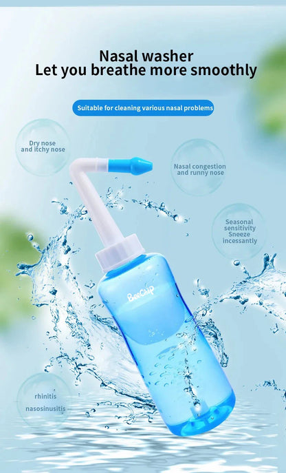 Nasal Wash Bottle 300ml for Adults and Children with Physiological Saline