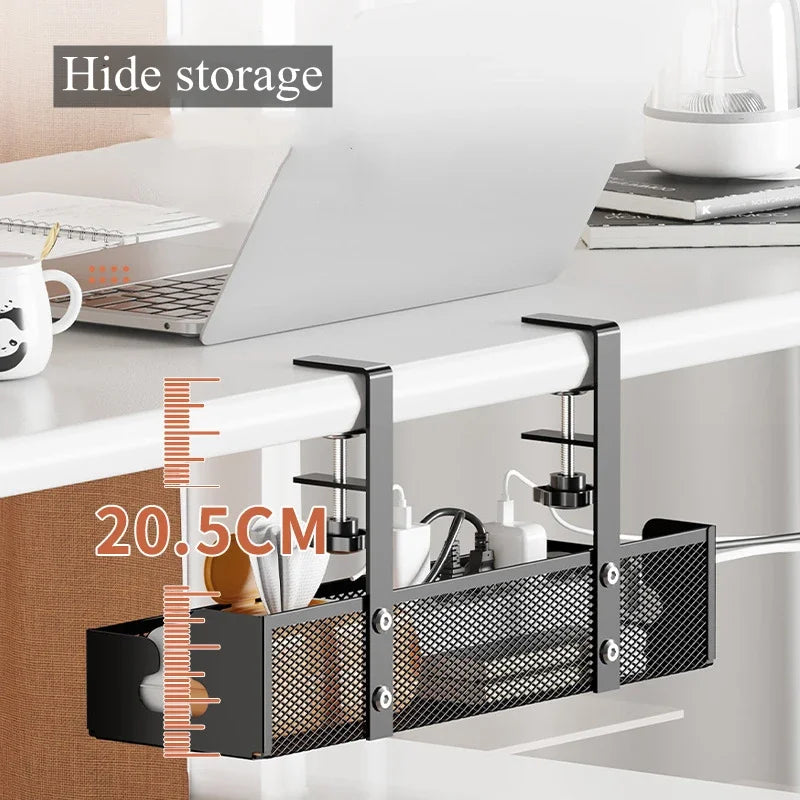 Under Desk Cable Management Tray - No Drill Steel Wire Organizer for Desk & Rack
