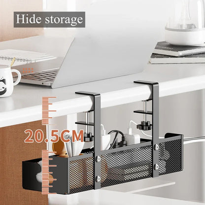 Under Desk Cable Management Tray - No Drill Steel Wire Organizer for Desk & Rack