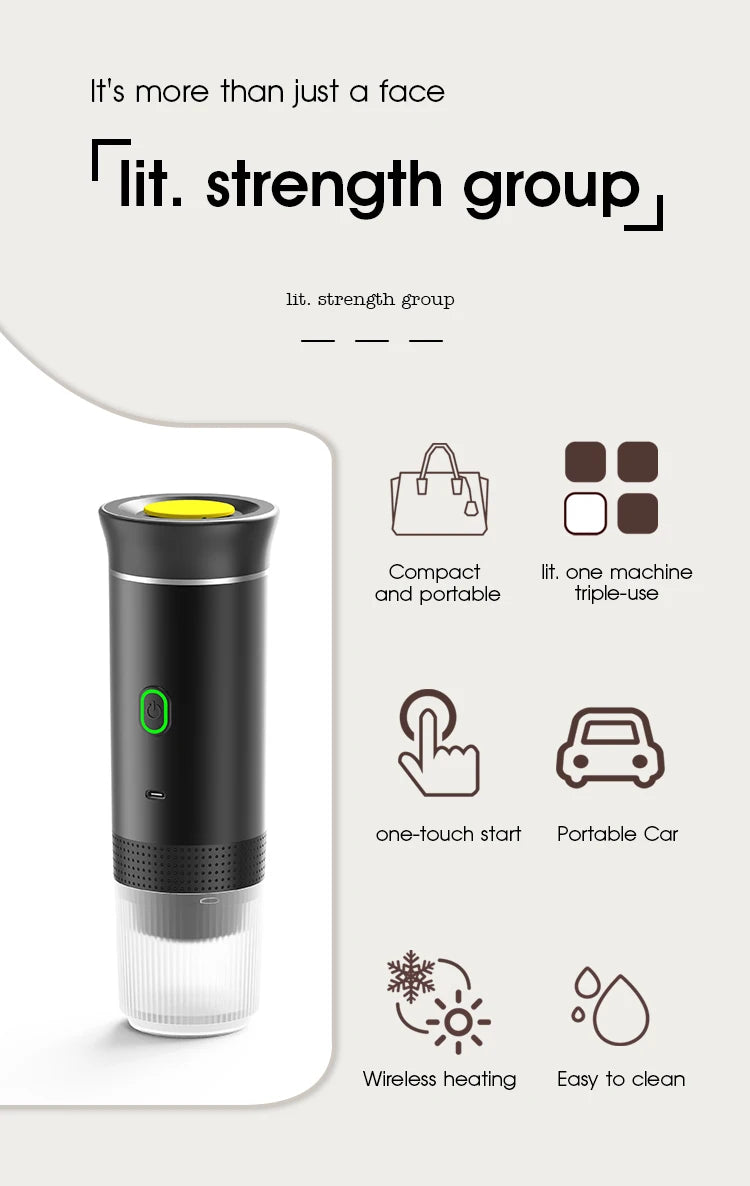 Wireless Portable Espresso Coffee Machine - 3-in-1 Travel Maker for Car, Home & Camping
