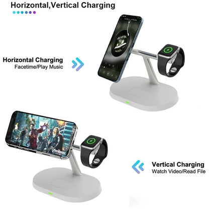 3-in-1 30W Magnetic Wireless Charger Stand - Fast Charging Station for MagSafe iPhone 12-16, AirPods Pro, and Apple Watch 8/7