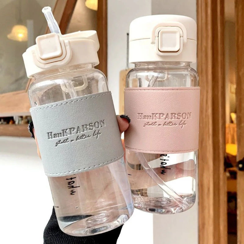 500ml Creative Water Bottle with Straw, Leak-Proof Portable Cup for School Kids