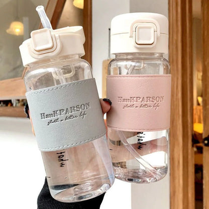 500ml Creative Water Bottle with Straw, Leak-Proof Portable Cup for School Kids