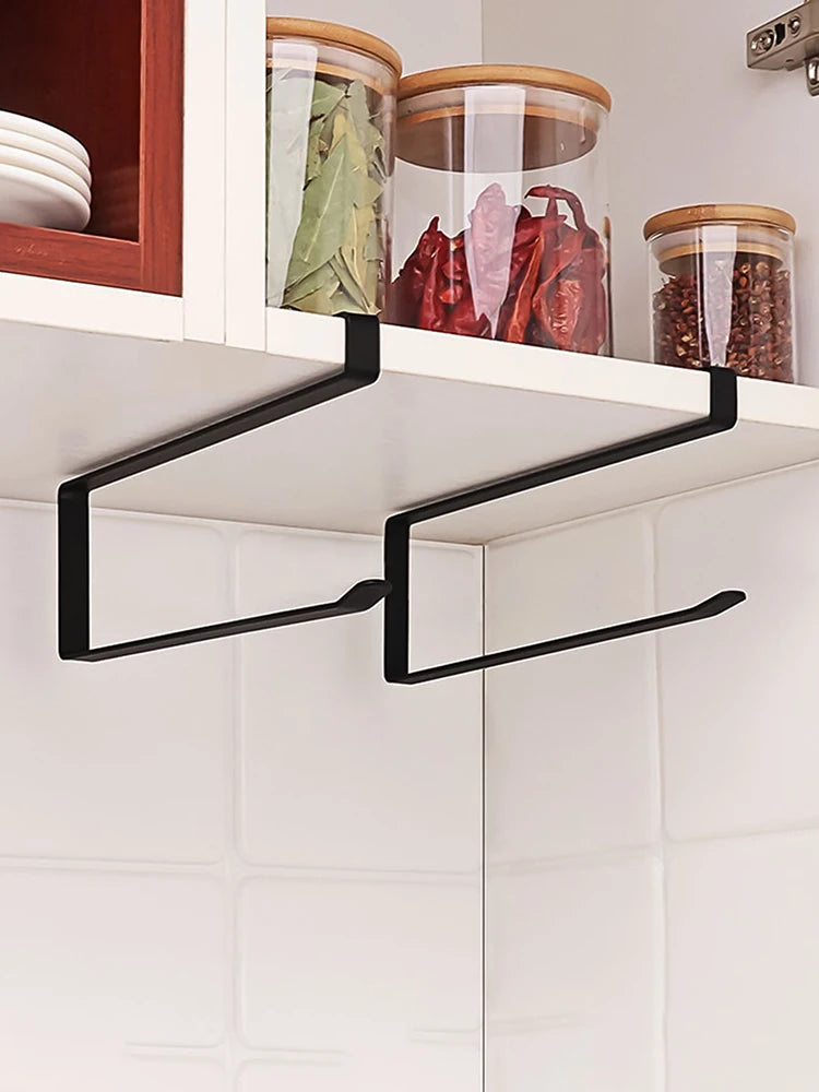 Hanging Kitchen Paper Towel Rack - Roll Paper, Plastic Wrap & Rag Organizer for Kitchen, Cabinets, Bathroom