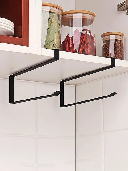 Hanging Kitchen Paper Towel Rack - Roll Paper, Plastic Wrap & Rag Organizer for Kitchen, Cabinets, Bathroom