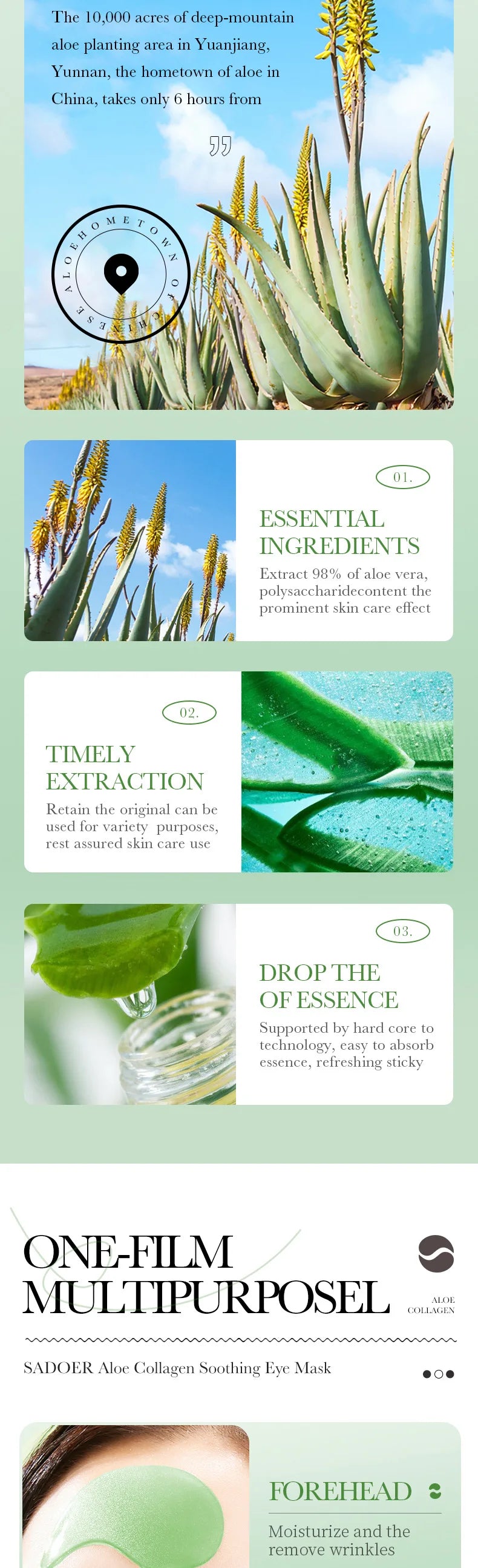 60PCS Aloe Vera Collagen Eye Masks - Anti-Dark Circles & Firming Eye Patches
