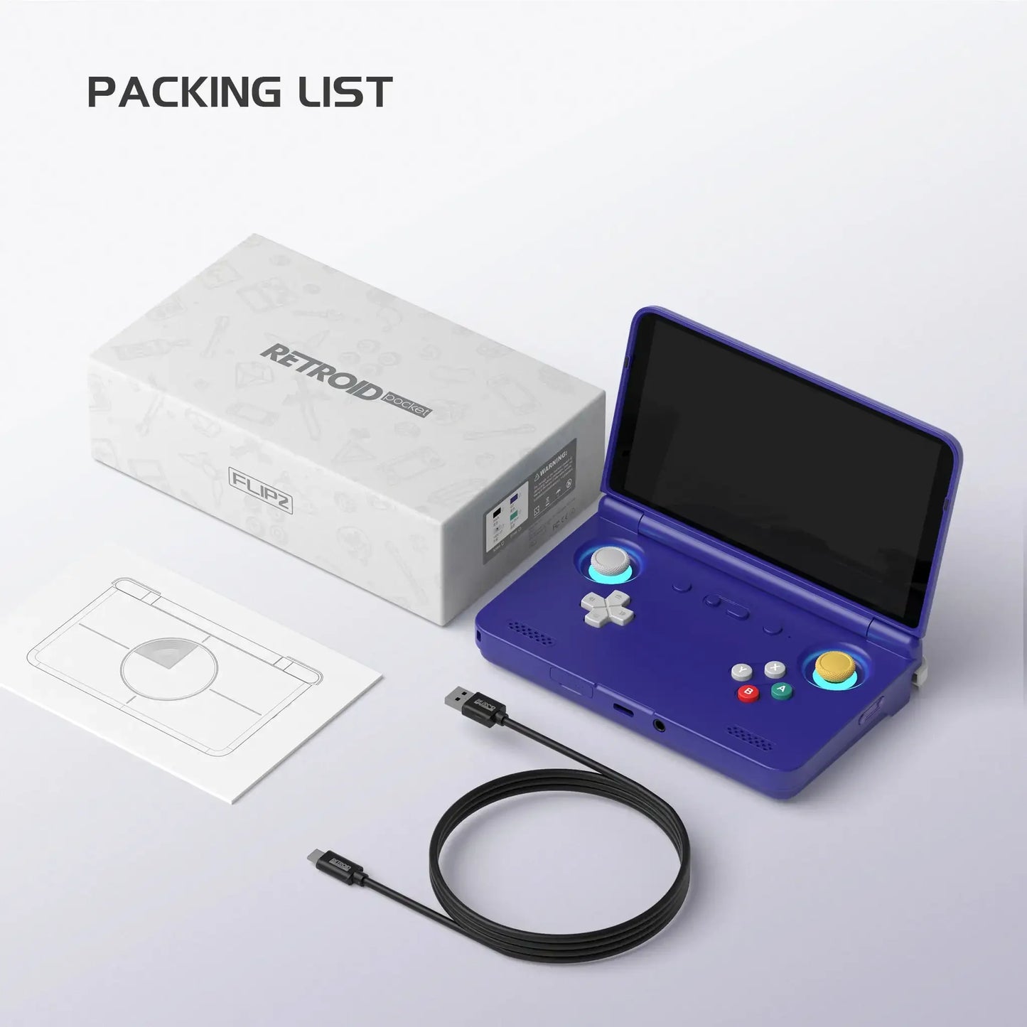 Retroid Pocket Flip 2 Retro Handheld Game Console - SD865/D1100, 5.5" 1080p Foldable Screen, 5000mAh Battery